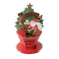 クリスマスフラワーポットカード ツリー TK-23 グリーティングライフ 【クリスマスカード グリーティングカード Christmas card 大人 立体 立てて飾れる インテリア 子ども イラスト サンタ クッキーマン】