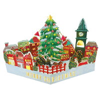 クリスマスツリーポップアップカード タウン EC-28 グリーティングライフ 【クリスマスカード グリーティングカード Christmas card 大人 立体 立てて飾れる おすすめ インテリア 子ども イラスト かわいい】