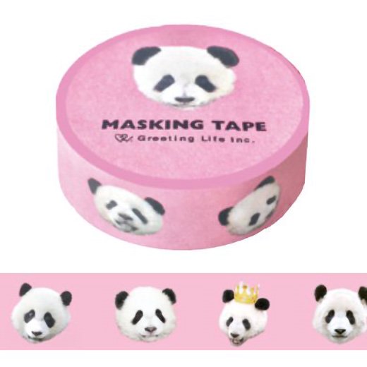パンダマスキングテープ ピンク PAZ-7 グリーティングライフ 文具 マステ | サンフェロー