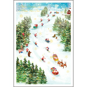 クリスマスカード ミニサンタカード S-396 グリーティングライフ 二つ折り グリーティングカード 手紙 季節 大人 シンプル 世界の医療団 寄付 募金