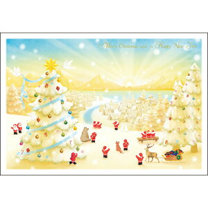 クリスマスカード ミニサンタカード S-421 グリーティングライフ 二つ折り グリーティングカード 手紙 季節 大人 シンプル 世界の医療団 寄付 募金