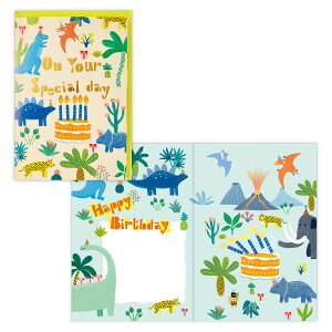 *バースデーカード オルゴールカード LED恐竜 814953 日本ホールマーク グリーティングカード 誕生日祝い ライト メロディー 光る 音が鳴る 二つ折り お祝い お誕生日 挨拶 ギフト プレゼント