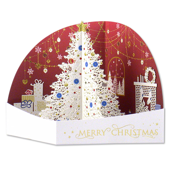 きめ細かいカットと美しさにこだわったカード 部屋に飾っても楽しめます 新商品 レーザーカット クリスマスカードイーズプロダクツ GX-4102 グリーティングカード Seasonal Wrap入荷 シンプル 店内全品対象 きれい おすすめ おしゃれ 大人 ツリー