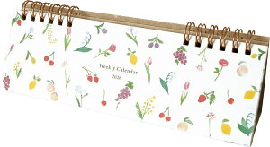【送料無料】2026年度カレンダー 卓上 リングタイプ ウィークリー Cadeau カドー ECAL-164 エルコミューン 令和8年 月曜始まり シンプル かわいい 大人 おしゃれ コンパクト 週間 花 フラワー 横長