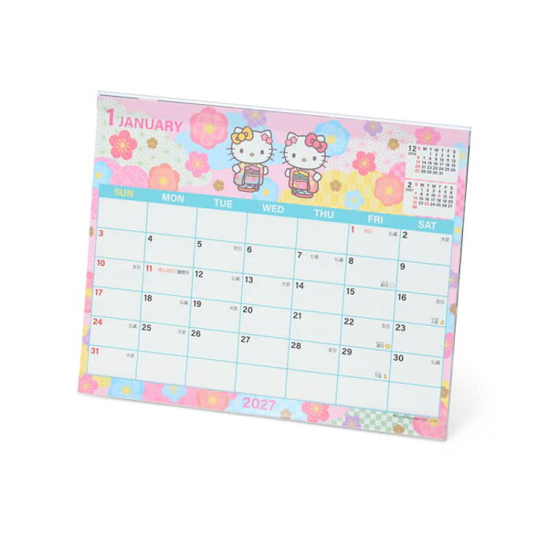 2027年度カレンダー 卓上 ハローキティ シート 921556 サンリオ sanrio キャラクター 大人 かわいい グッズ 令和9年 日曜始まり 便利