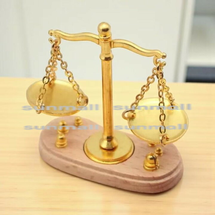 楽天市場】90000623【1セット販売】ミニチュア 天秤セット 金属＋木製 
