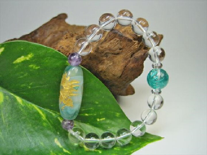 楽天市場】【ブレスレット】手彫り龍神天珠＋スーパーセブン+水晶【緑 