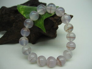 【ブレスレット】ラベンダーカルセドニー【朱砂入り】品質AAAΦ12±0.2mm【一点物】