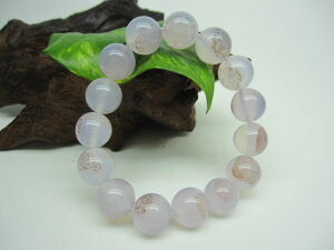 【ブレスレット】ラベンダーカルセドニー【朱砂入り】品質AAAΦ14±0.2mm【一点物】