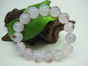 【ブレスレット】ラベンダーカルセドニー【朱砂入り】品質AAAΦ14±0.2mm【一点物】