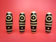 【チベット天珠】雙星辰天地天珠油潤加工38×12.5mm【馬蹄痕】