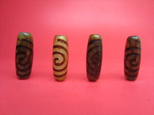 【チベット高級龍紋天珠】龍鈎天珠30×10mm【2粒SET】