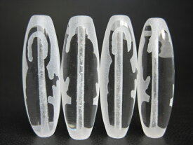 【チベット水晶天珠】弁財天大黒天天珠36×11.5mm