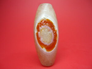 【チベット高級天珠】羊眼板珠・天眼珠(ツヤなし)約52×22mm【水晶入り】【一点物】