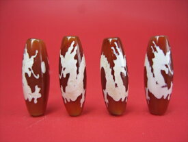 【チベット高級天珠】龍神天珠・赤28×10mm