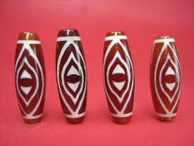 【チベット高級天珠】鳳眼天珠・赤27-30×10mm