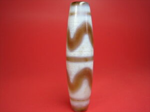 【チベット高級天珠】四線虎牙天珠・白【鉱物入り】【一点物】