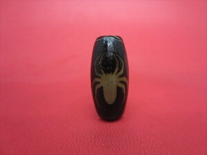 【チベット火供天珠】福寿蜘蛛天珠約30×14mm【天然模様入り】【一点物】