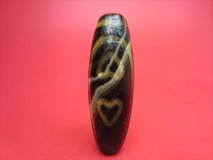 【チベット火供天珠】雙心金剛杵天珠【天然模様入り】【一点物】