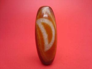 【チベット高級紅龍紋天珠】日月星天珠【天然模様入り】【一点物】