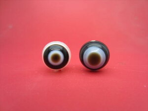 【チベット高級天珠】羊眼板珠・天眼珠約13.6〜13.8mm【水晶入り】【2粒SET】【一点物】