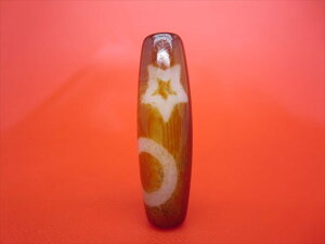 【チベット天珠】日月星天珠約43×13mm【天然模様入り】【一点物】