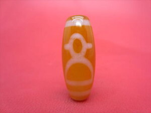 【チベット紅玉髄天珠】財神天珠カーネリアン約30×12mm【一点物】