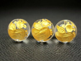 【粒売り：貔貅(ヒキュウ)】水晶Φ10±0.2mmΦ12±0.2mm【右向き：ゴールド】