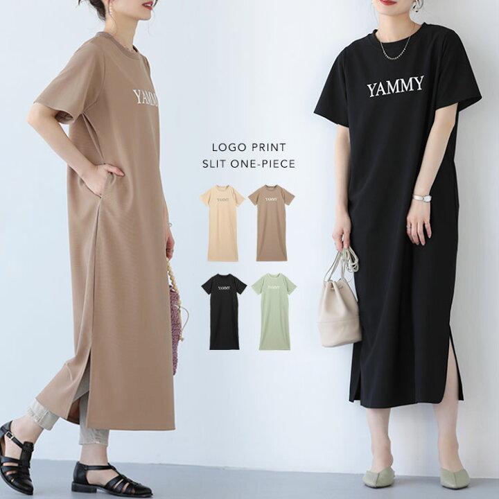 楽天市場】Tシャツワンピース Tシャツワンピ ロゴ ロゴTワンピ ロング  