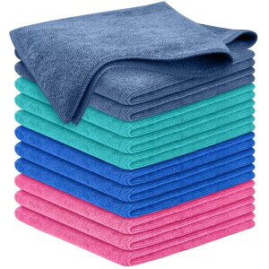 AYO マイクロファイバークロス ふきん キッチン 12枚(約31×31cm) 台拭き キッチンクロス 洗車タオルグレー3枚,ネイビー3枚,ピン