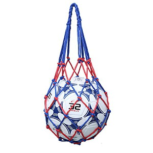 収納 サッカー/バレーボール/バスケットボール用 簡易ボールバッグ 網袋 持ち運び 保管用 (レッドブルー)