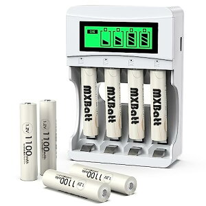 MXBatt 充電池 ニッケル水素電池 単4電池 充電式 LCD急速充電器セット単4形充電池 8本 充電池 充電器 電池と充電器の組み合わせ