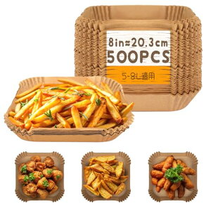 Bake Choice �m���t���C���[ �V�[�g 500���Z�b�g air fryer paper �G�A�t���C���[�p�� �l�p ���a20.3cm 5-