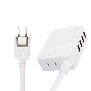 GR(ELECOM) USB^bv/USBX×4/AC×1/60cm/3.1A/zCg