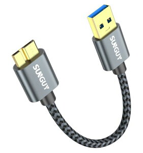 SUNGUY USB3.0 ケーブル MicroB 0.15M タイプAオス - マイクロタイプBオス USBケーブル 短い 外付けHDD/SS
