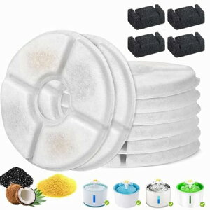 All4Pets ペット自動給水器用フィルター ポンプスポンジ 活性炭フィルター 軟水化 安全清潔 抗菌 給水器使用寿命延長1.6L &2.4L