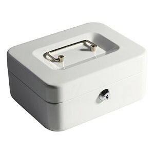 Lysmics 金庫 手提げ金庫 キーロック式 貯金箱 ミニ金庫 収納ボックス 家庭用 防犯 事務用品 (ホワイト S)