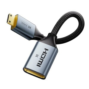 VCELINK Mini HDMI to HDMI ϊP[u 8K@60Hz/4K@120HzAbL 18CM nCXs[h3D ~j