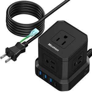 Micshion Type-C�t�d���^�b�v �����R�[�h 5M �R���Z���gusb�t���i���v2400W) 4��USB-A�|�[�g ���K�[�h/�A�[�X�ی�