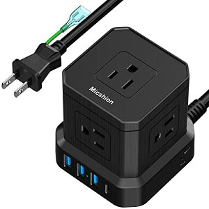 Micshion �L���[�u�^�d���^�b�v 3M Type-C�t �R���Z���gusb�t�� �����R�[�h 5��AC�� 4��USB�|�[�g ���K�[�h �d���^�b