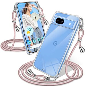 Google Pixel 8a ケース クリア ショルダー 耐衝撃 ピクセル8a カバー スマホケース 透明 織りストラップ付き 肩がけ 首掛け