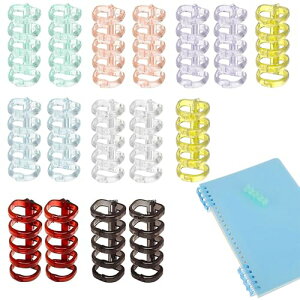 ルーズリーフ リング 16個セット 5穴 8色入 リーフ バインダーリング 取り外し A4/A5/B5対応 穴径13mm ファイルリング 製本用