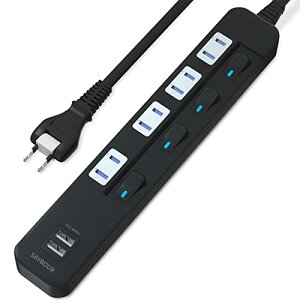 SAYBOUR �d���^�b�v usb�t�� �}���[�d �����R�[�h �ʃX�C�b�`�t�� �ȃG�l ���K�[�h �ق���h�~ PSE�F�؍� (1m �u���b�N)