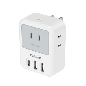 USB �R���Z���g �^�b�v TESSAN �d���^�b�v USB-C�t�� 3��AC�� 2��Type-A 1��Type-C�|�[�g ���������R���Z���g