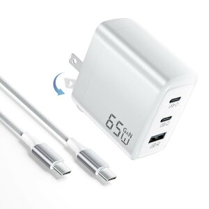 PD 65W �}���[�d�� type-c3�䓯���ɋ}���[�d�E���y��2M type-c �P�[�u���t���^�C�vC GaN II�̗p �g�я[�d�� 3�|�[�g