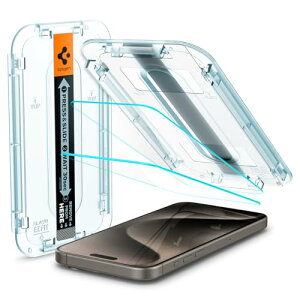 Spigen iPhone 15 Pro �K���X�t�B���� �\��t���L�b�g�t�� 9H�d�x �i�m�R�[�e�B���O 2���� EZ Fit AGL06892