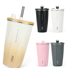 SNS�Řb��TYESO �^���u���[ �X�g���[�t�� 600ml �X�e�����X �W�t�� �^��f�M �ۉ� �ۗ� �A�E�g�h�A �����^�ѕ֗� ������ �R���