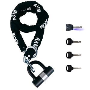 AKM バイクロック高い耐切断性極太チェーンロック φ(直径)10mm×1600mm U字ロック付き 自転車原付オートバイク