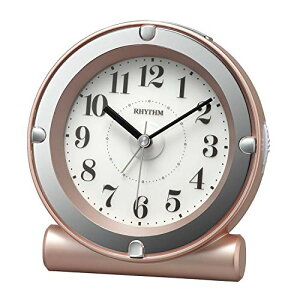 リズム(RHYTHM) 目覚まし時計 アナログ 電子音 アラーム 連続秒針 ライト付き ピンクゴールド 12.4x12x7.5cm 8RE679