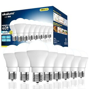8�Z�b�g�EOKALUMI LED�d�� e17���� 40�` �����F 6000k �~�j�N���v�g���d�� 500lm ���`�d�� �L�z�� �����s�� �f�M